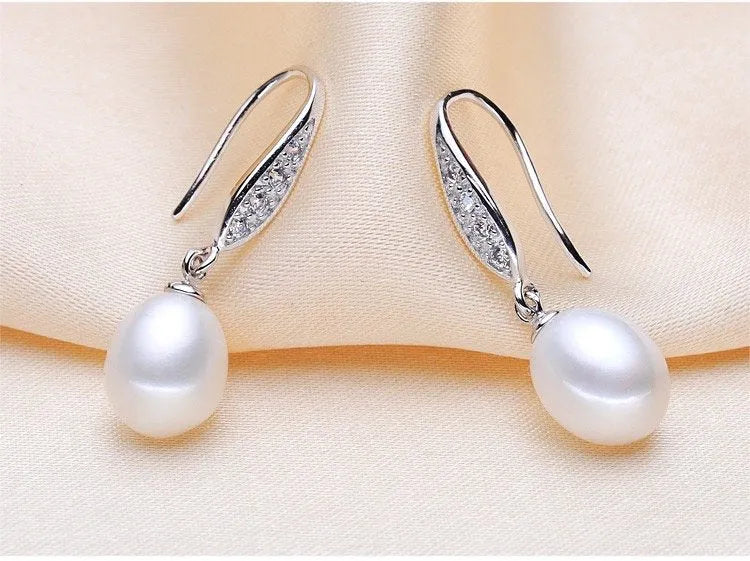 "Deana" - Sterling Silver and Natural Pearl Bridal Jewelry Set - More colors available