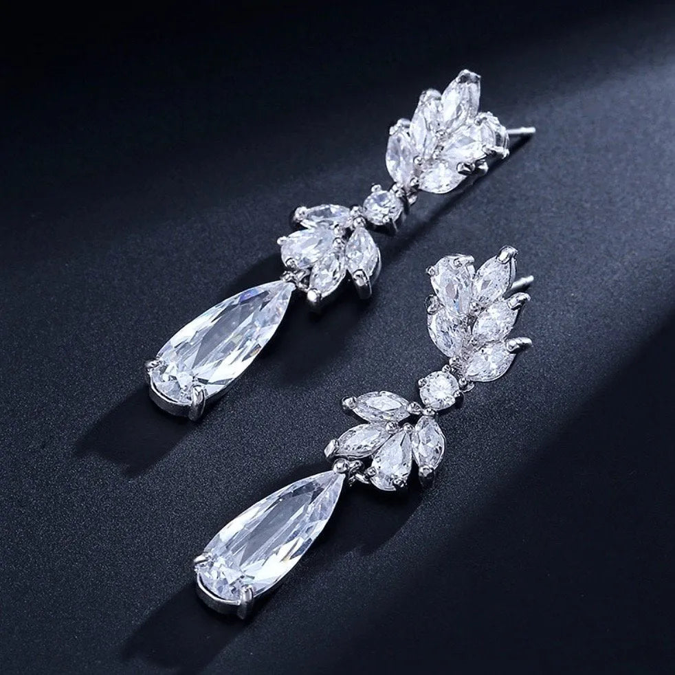Wedding Jewelry - Cubic Zirconia Bridal Earrings - Available in Rose Gold, Silver and Yellow Gold