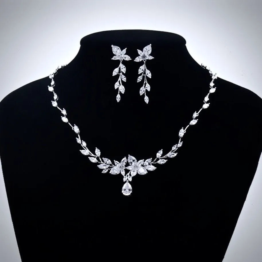 Wedding Jewelry - Silver Cubic Zirconia Bridal Jewelry Set