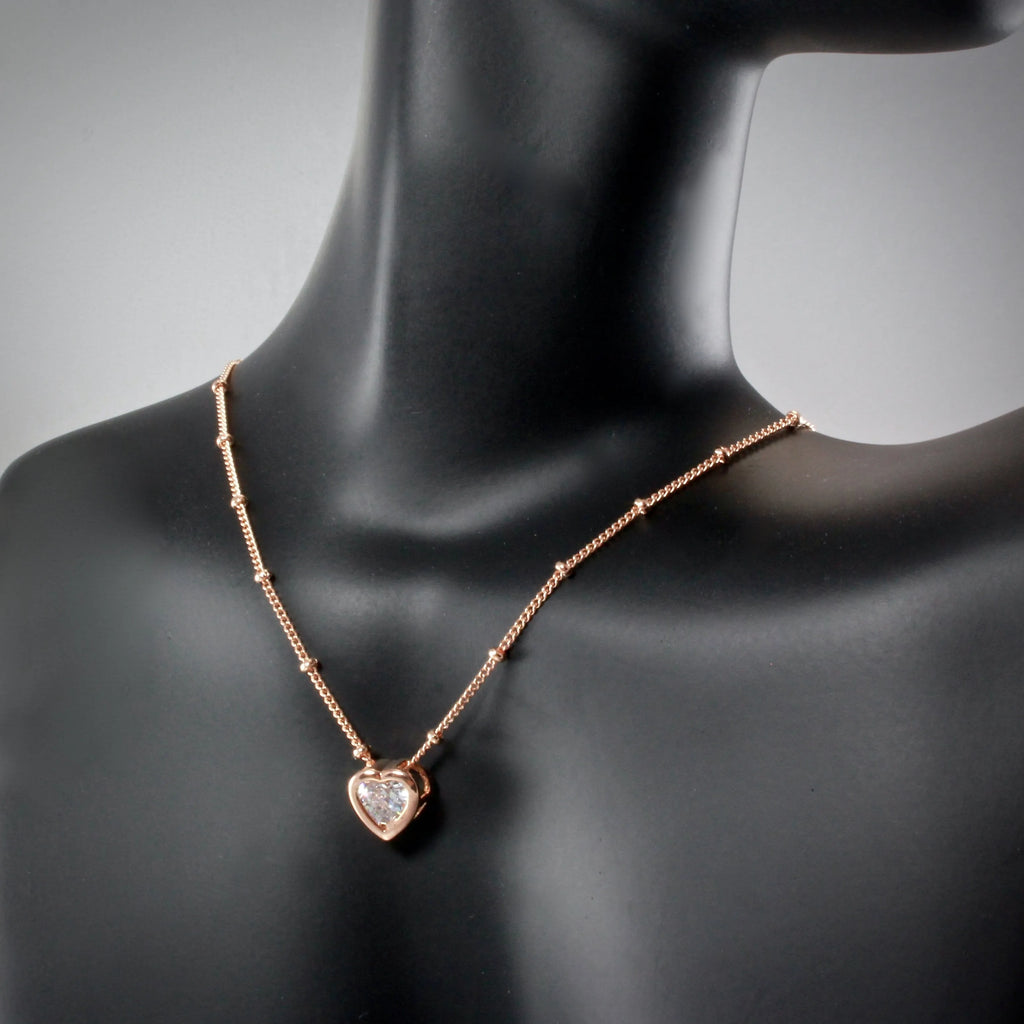 "Amelia" - Bridal Heart Necklace - Available in Rose Gold, Silver and Yellow Gold