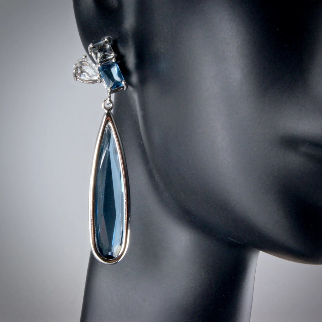 "Enya" - Blue Marquise Cubic Zirconia Earrings