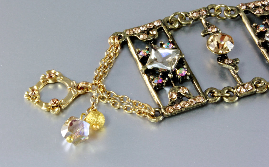 "Ladder To My Heart" - Swarovski Crystal and Antiqued Brass Bracelet