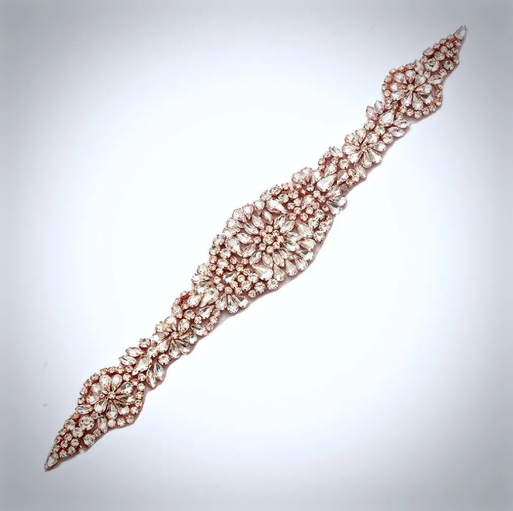 Wedding Accessories - Wedding Rose Gold Crystal Belt/Sash