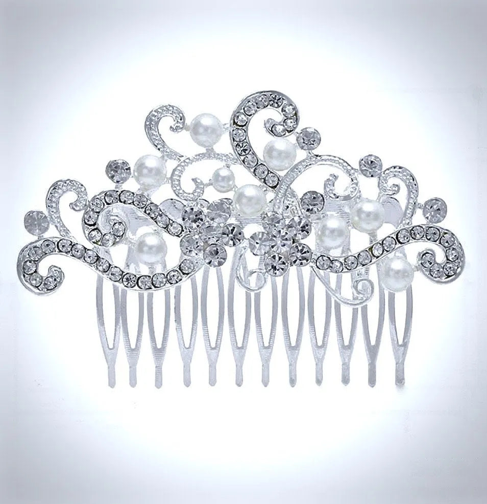 Wedding Hair Accessories - Pearl and Crystal Bridal Hair Comb - Available in Silver and Gold