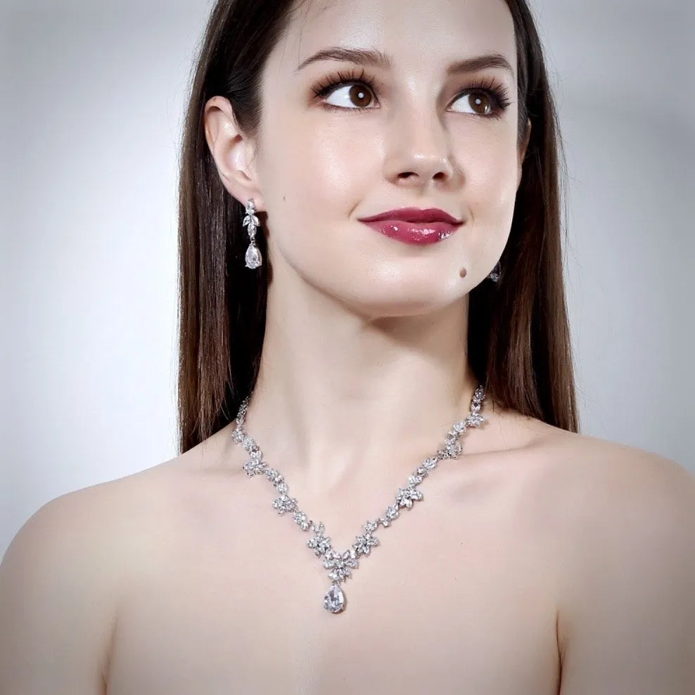 Wedding Jewelry - Cubic Zirconia Bridal Jewelry Set - Available in Silver, Yellow Gold and Rose Gold