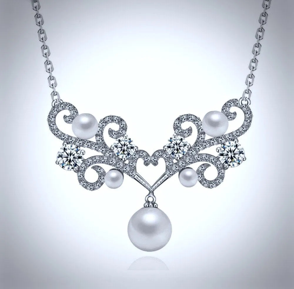 "Joy" - Pearl and Cubic Zirconia Bridal Necklace