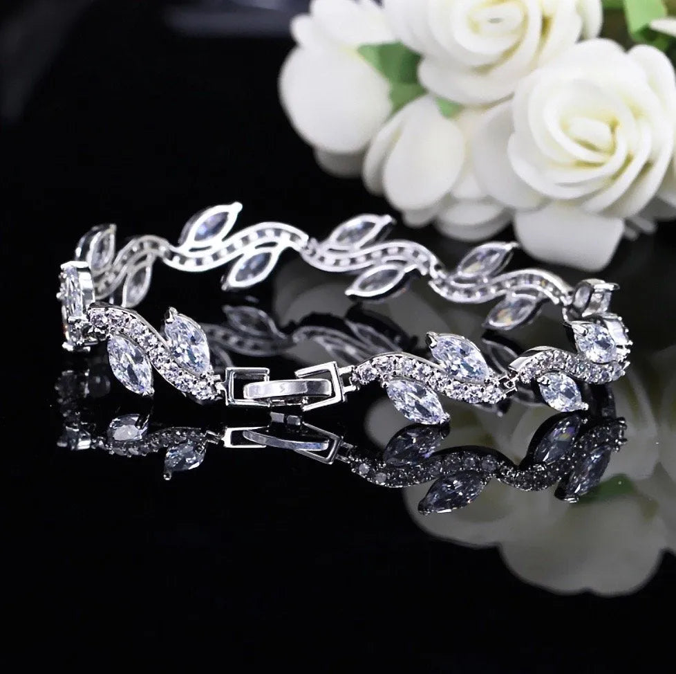 Wedding Jewelry - Cubic Zirconia Bridal Bracelet - Available in Silver, Rose Gold and Yellow Gold
