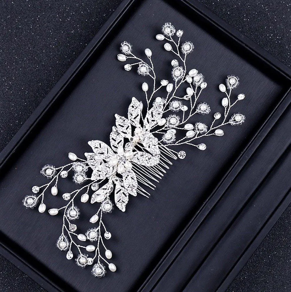 Wedding Hair Accessories - Pearl and Crystal Bridal Hair Comb - More Colors