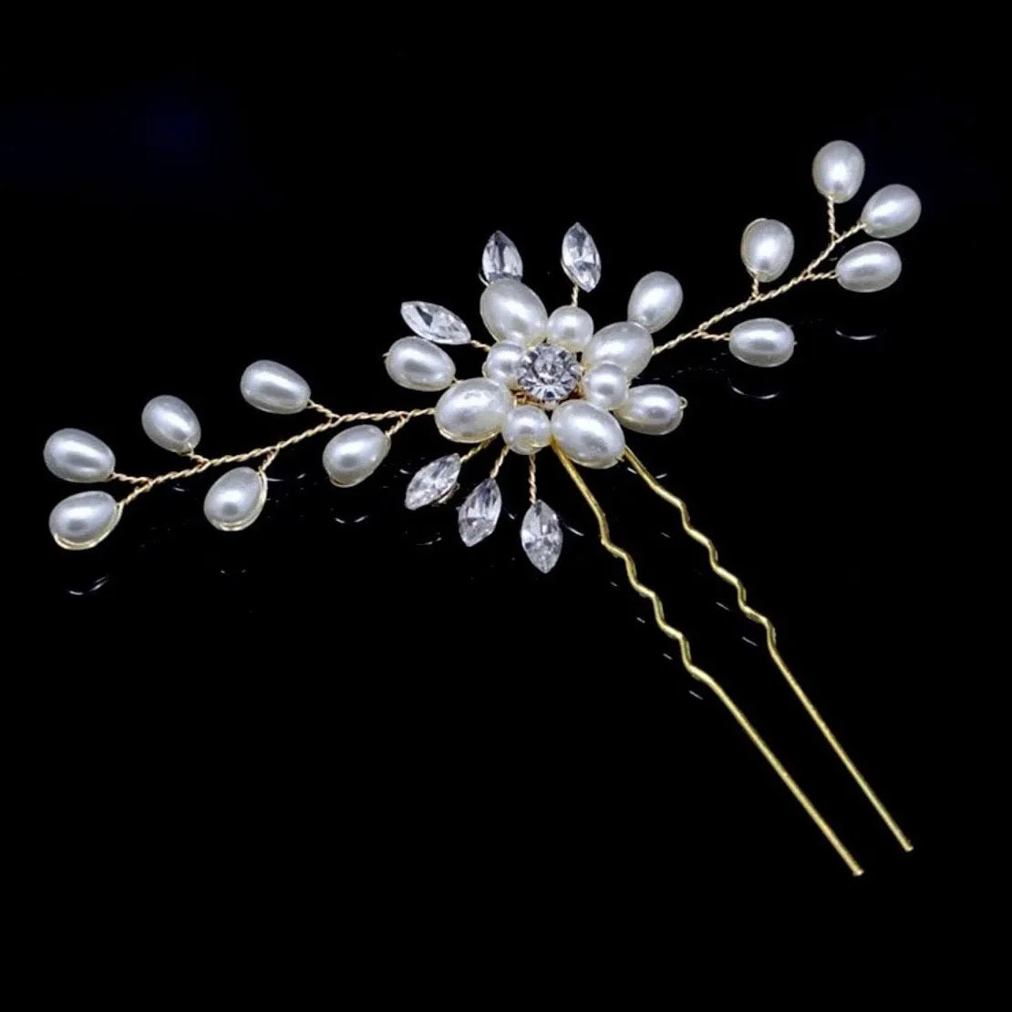 Blanca Pearl & Crystal Bridal Hair Pin Set of 3 – Elegant  display picture 2