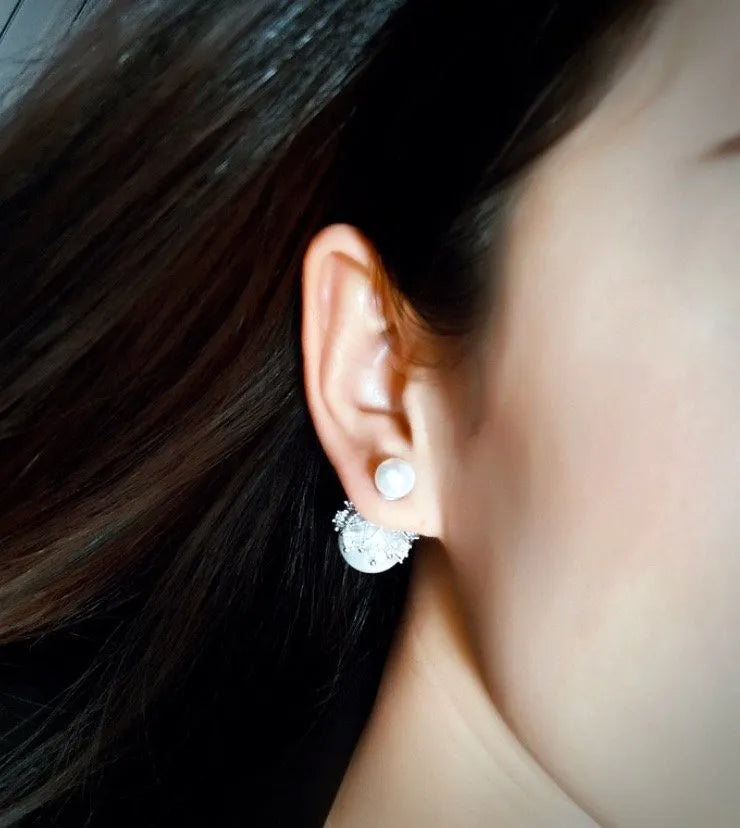 Wedding Jewelry - Double Pearl Bridal Earrings - Available in White and Gray