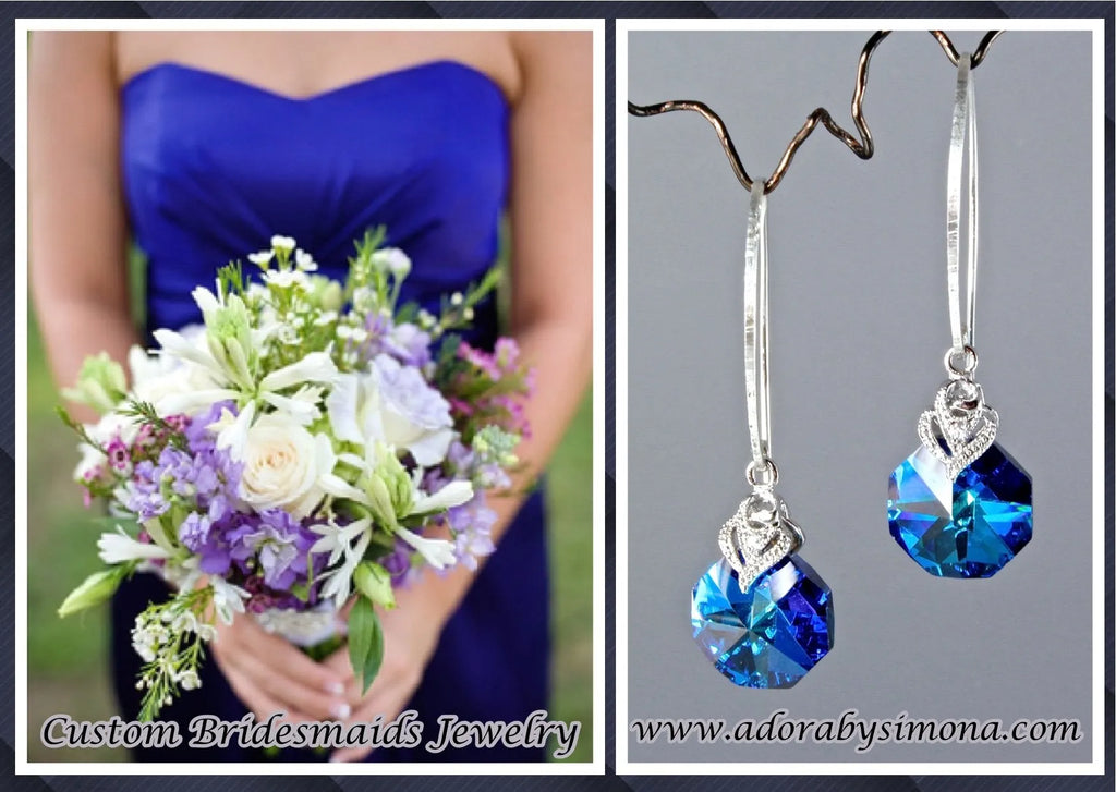 "Chloe" - Swarovski Crystal Sterling Silver Bridesmaids Earrings