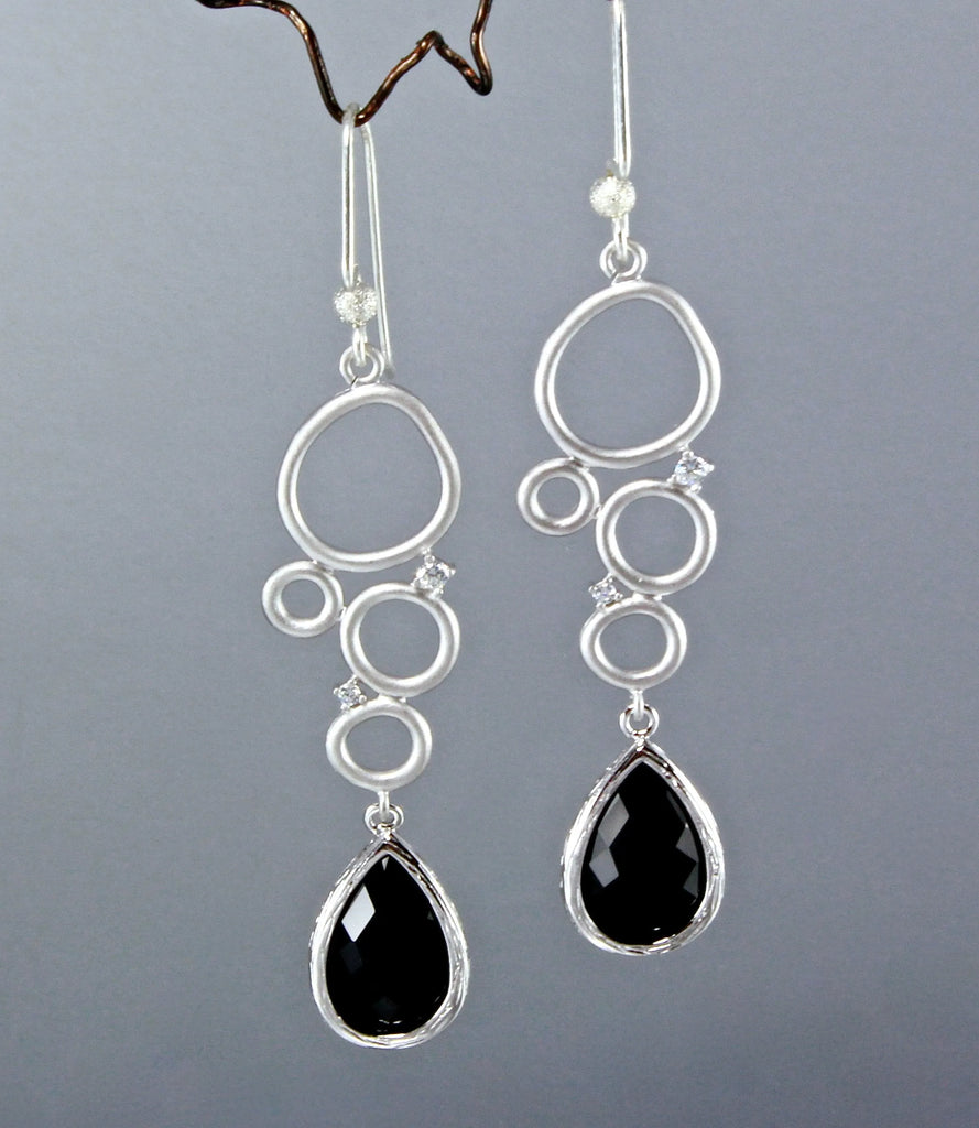 "Ella" - Black Onyx Drop Earrings 