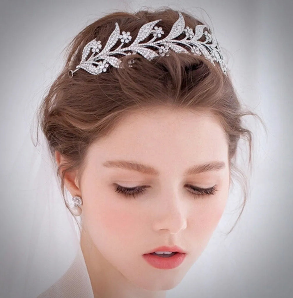 Wedding Hair Accessories - Micro-Pave Crystal Bridal Tiara Headband - Available in Silver, Rose Gold and Yellow Gold