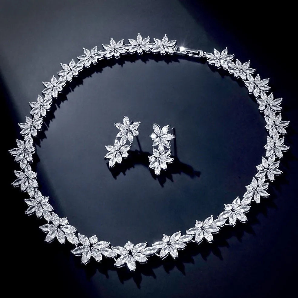 Wedding Jewelry - Cubic Zirconia Bridal Jewelry Set - Available in Silver and Gold
