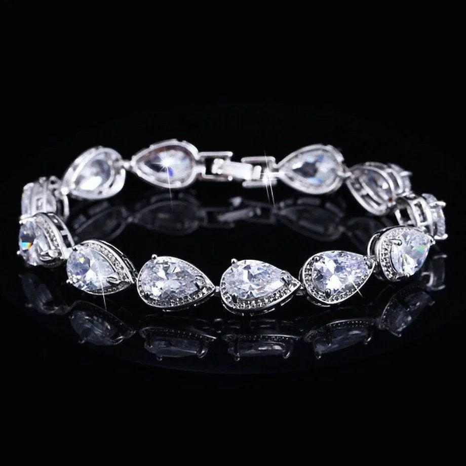 "Francesca" - Cubic Zirconia Bridal Bracelet - Available in Silver, Rose Gold and Yellow Gold