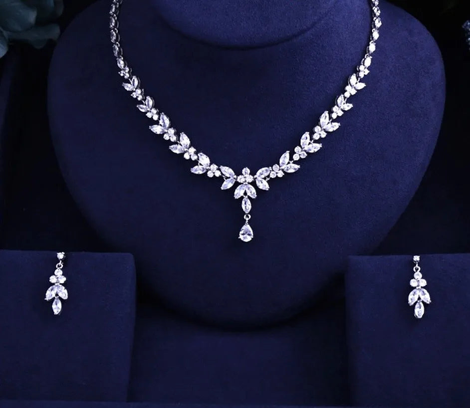 Wedding Jewelry - Cubic Zirconia Bridal Jewelry Set - Available in Silver, Yellow Gold and Rose Gold