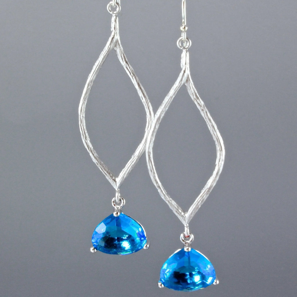 Wedding Jewelry - Blue Cubic Zirconia Earrings - Available in Gold and Silver