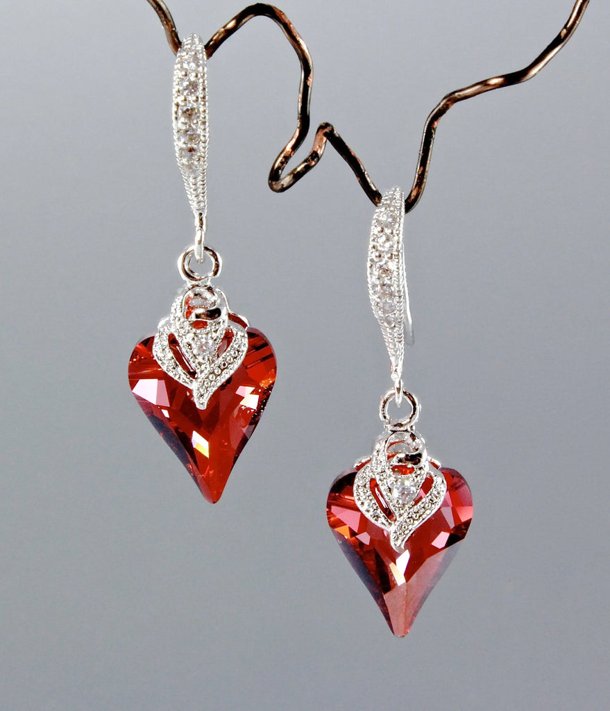 "Endless Love" - Red Wild Heart Swarovski Crystal Earrings