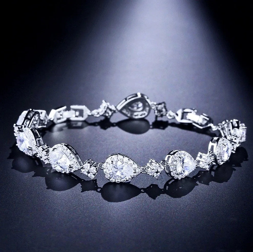 Wedding Jewelry - Cubic Zirconia Bridal Bracelet - Available in Silver, Rose Gold and Yellow Gold