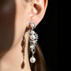 Wedding Jewelry - Pearl and Cubic Zirconia Bridal Earrings