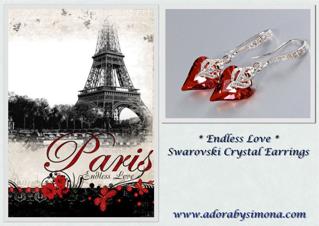 "Endless Love" - Red Wild Heart Swarovski Crystal Earrings