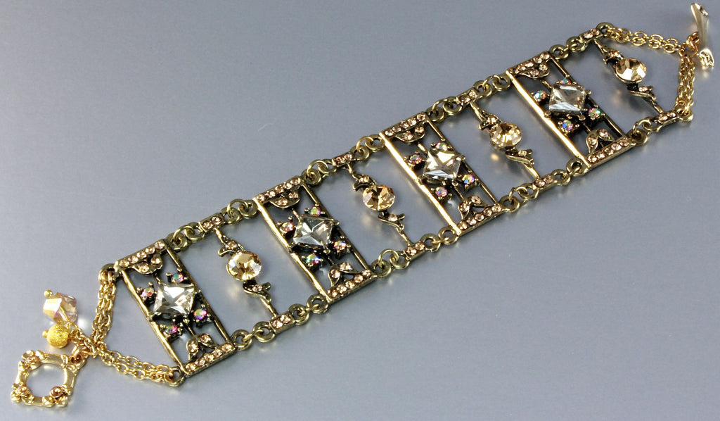 "Ladder To My Heart" - Swarovski Crystal and Antiqued Brass Bracelet