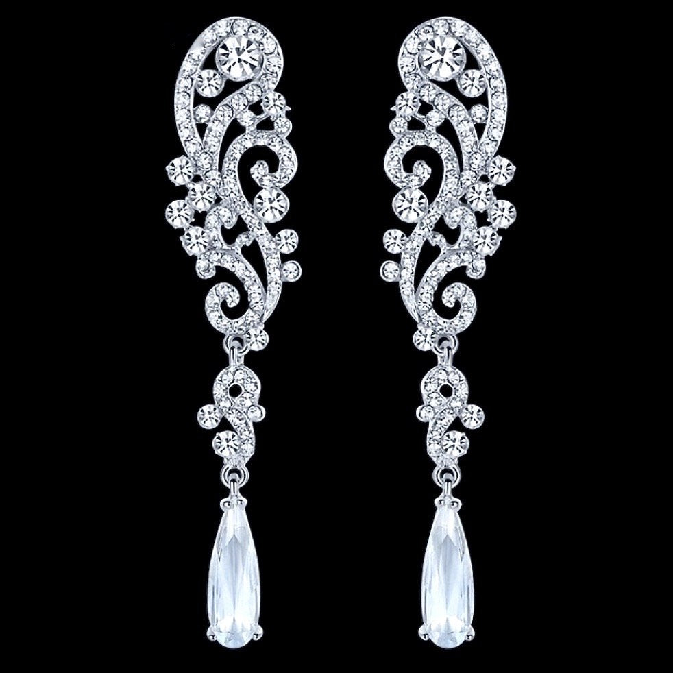 "Eileen" - Rhinestone Bridal Earrings