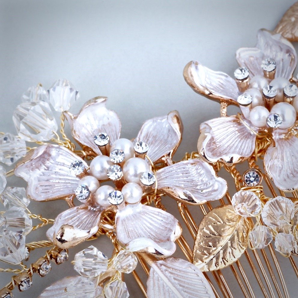 Wedding Hair Accessories - Pearl and Crystal Bridal Hair Comb - Available in Gold and Silver