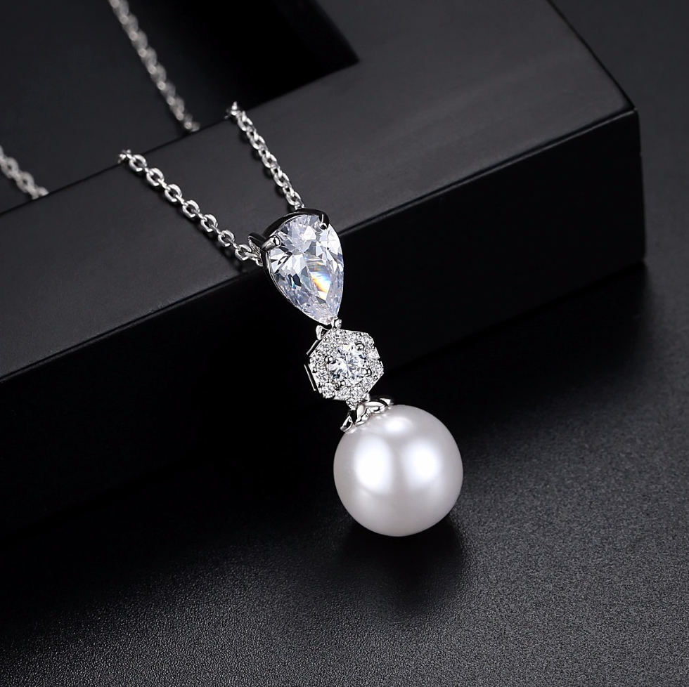 "Marisa" - Pearl and Cubic Zirconia Jewelry Set