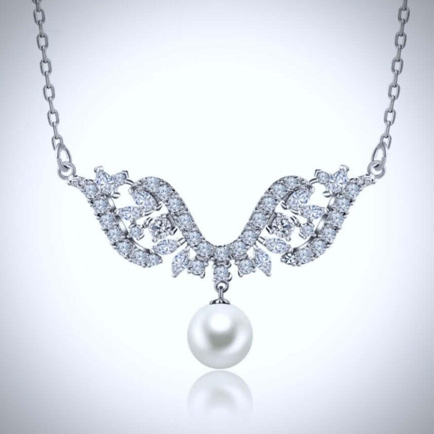Pearl Wedding Jewelry - Pearl and Cubic Zirconia Bridal Jewelry Set