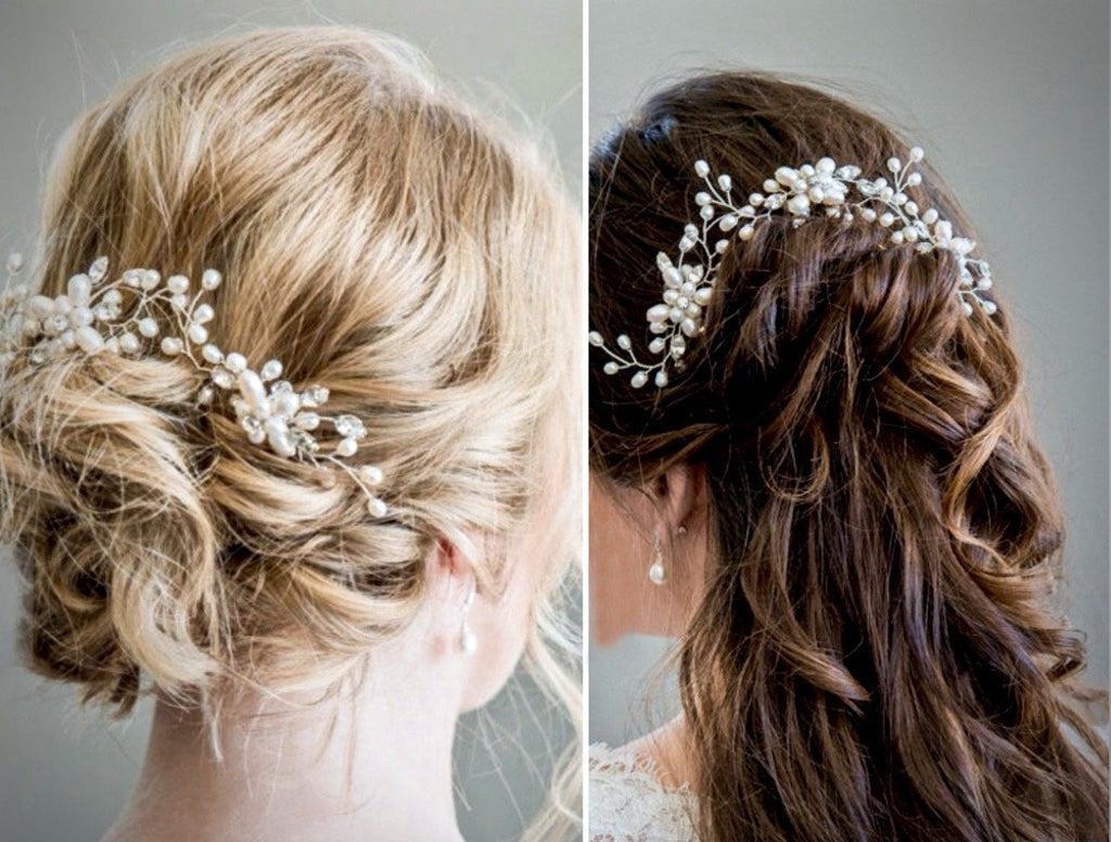 "Blanca" - Pearl and Crystal Bridal Hair Pin - Set of 3