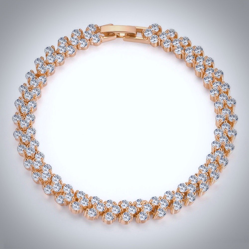 "Milan" - Cubic Zirconia Rose Gold Bracelet and Earrings Set