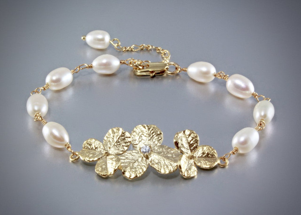 "Blush" - Pearl Bracelet/Earrings/Set - Available in Gold and Silver