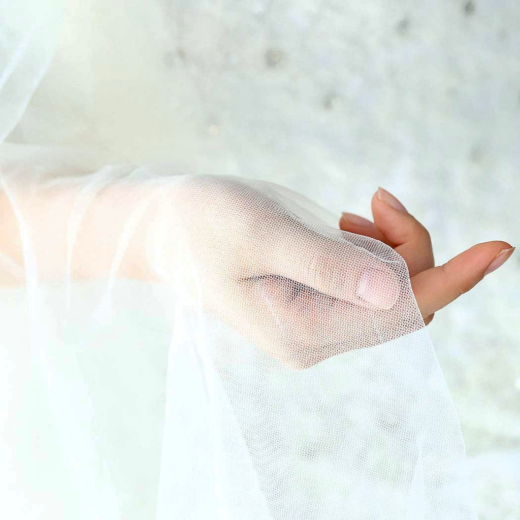 Wedding Veils - Raw- Edge 2-Tier Fingertip Bridal Veil - Available in White, Off-White and Ivory