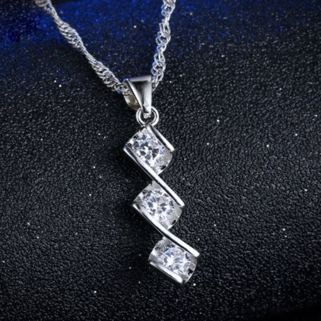 "Ayana" - Cubic Zirconia and Sterling Silver Bridal Necklace and Earrings Set