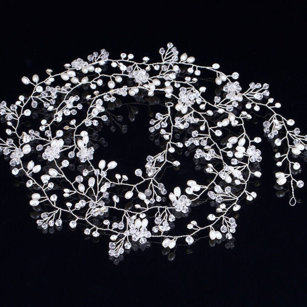 Wedding Hair Accessories - Pearl and Crystal Bridal Hair Vine - Available in Silver, Rose Gold and Yellow Gold