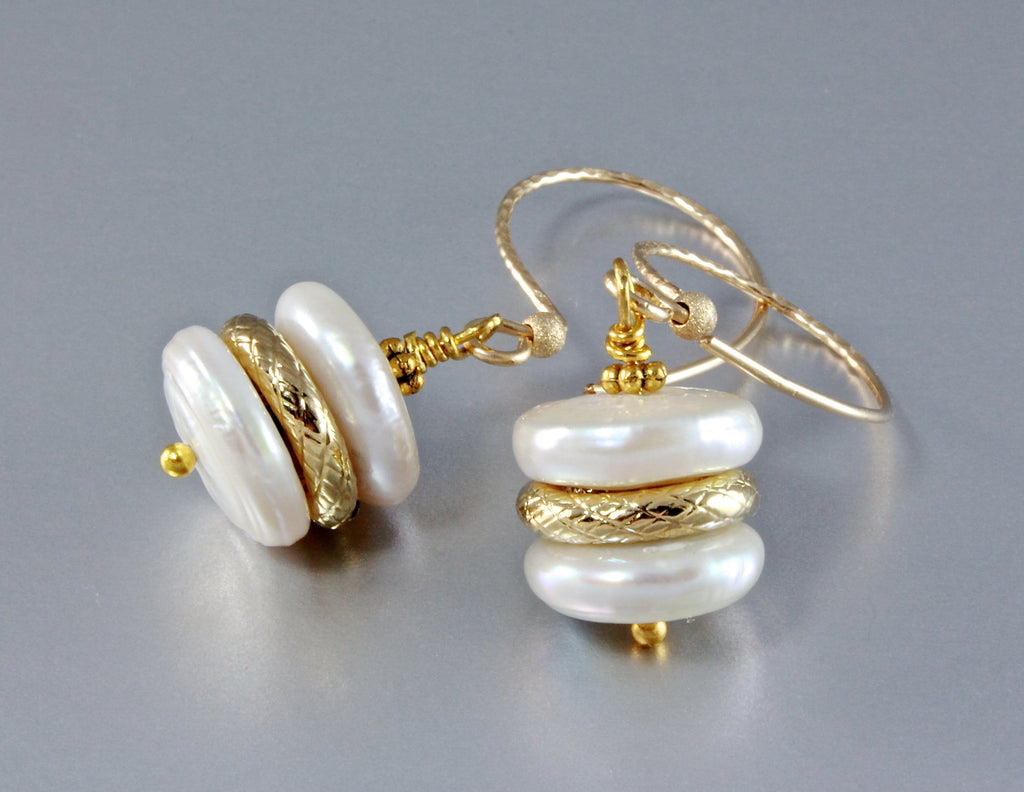 "Mystère" - Cultured Pearl and 18K Gold-Filled Necklace/Earrings/Set