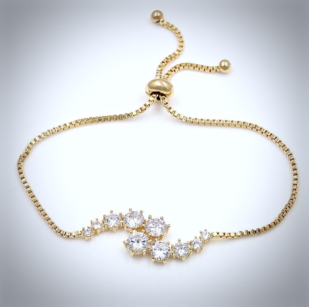 "Denise" - Cubic Zirconia Adjustable Bracelet - Available in Silver, Rose Gold and Yellow Gold