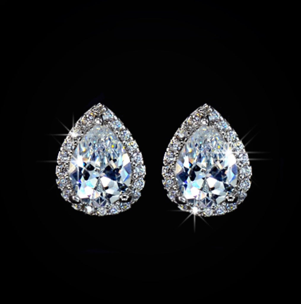 Wedding Jewelry - Cubic Zirconia Bridal Earrings - Available in Silver and Rose Gold