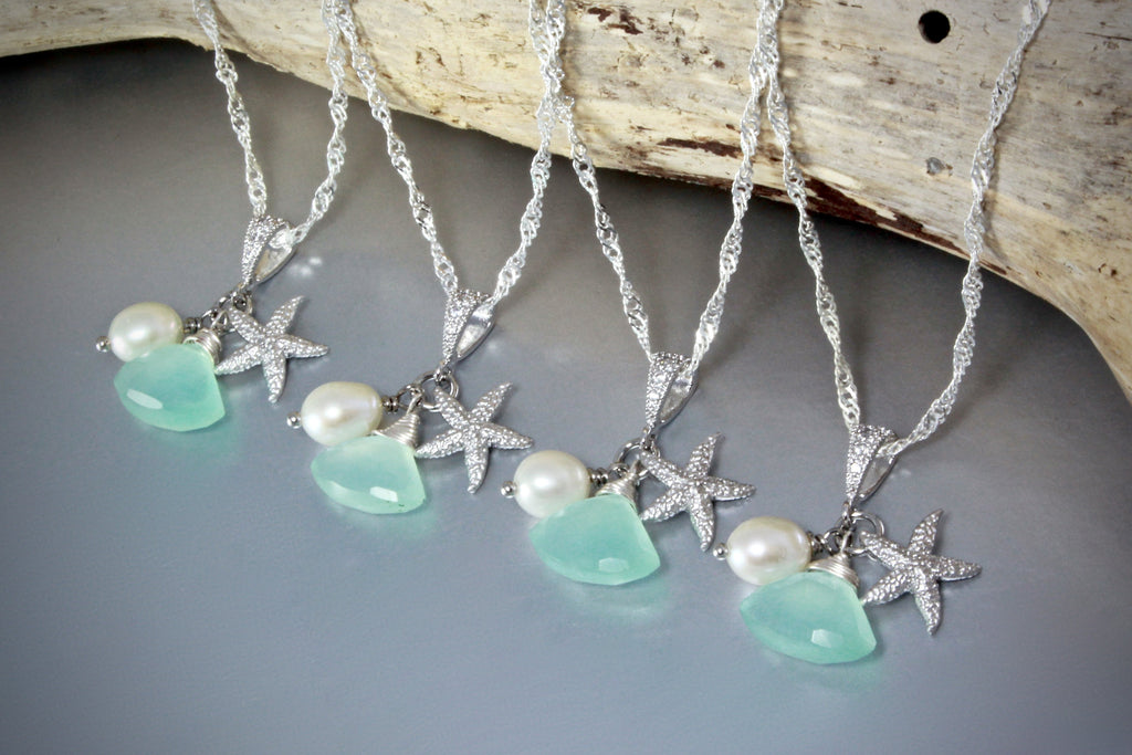 "Tides" - Aqua Bridesmaids Necklaces