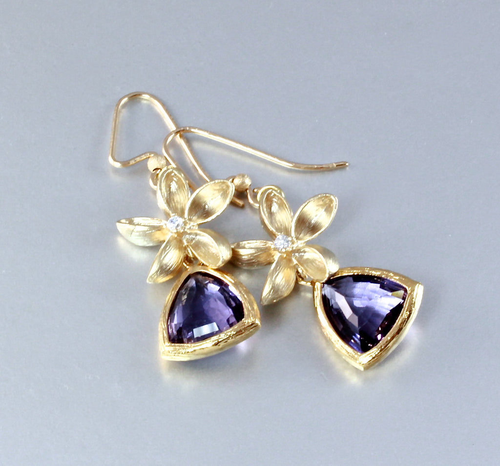 "Ariadna" - Lab-Created Tanzanite and 14K Gold-Filled Earrings