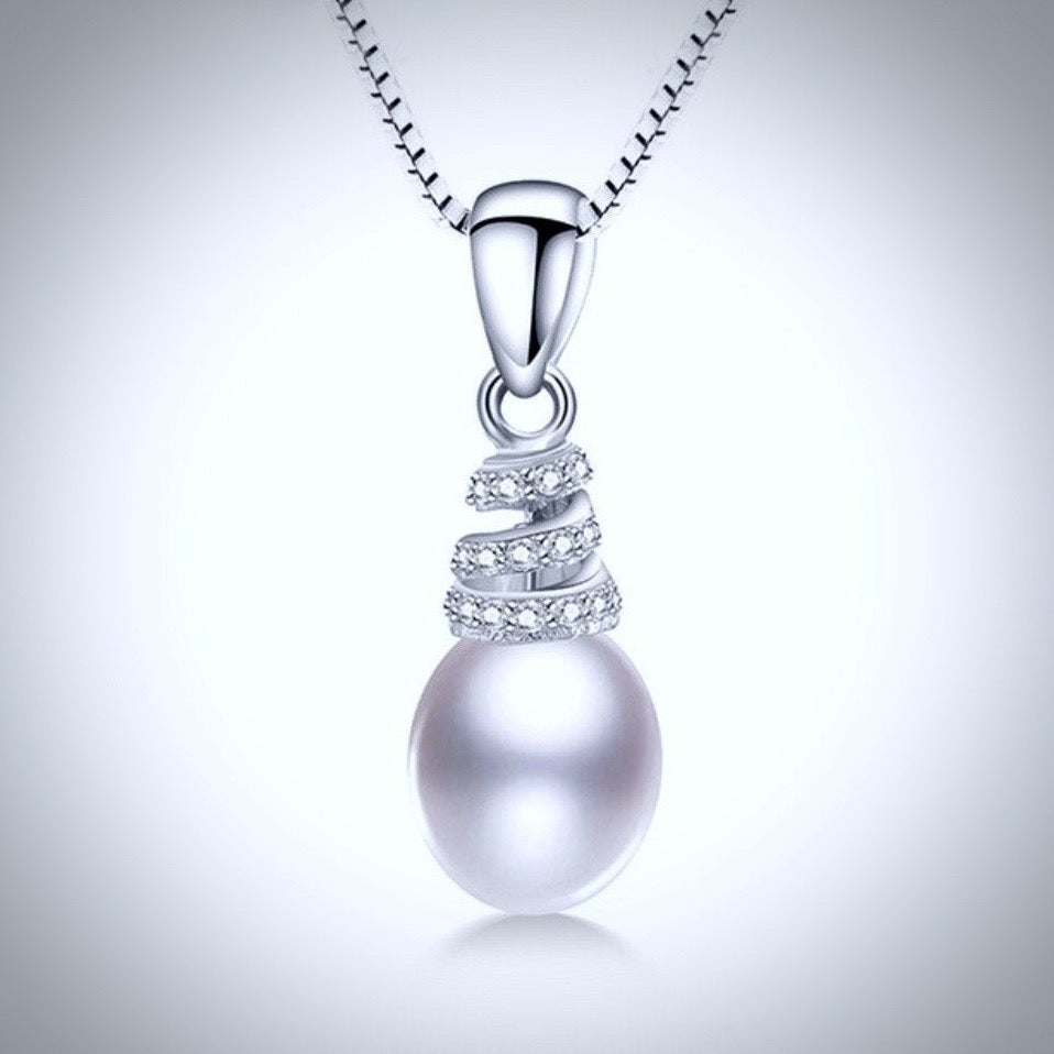 "Kalena" - Freshwater Pearl and Sterling Silver Bridal Necklace and Earrings Set