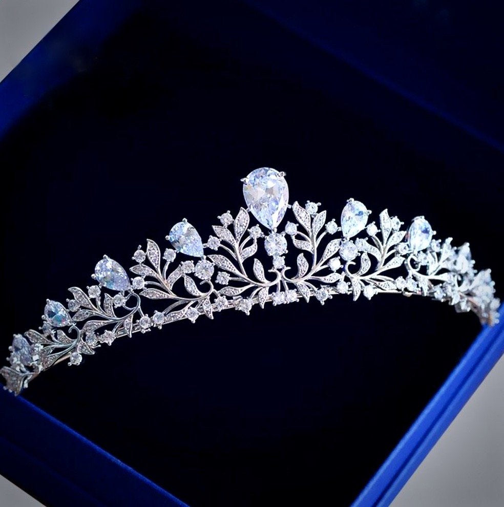 Wedding Hair Accessories - Bridal Cubic Zirconia Tiara - Available in Silver, Rose Gold and Yellow Gold