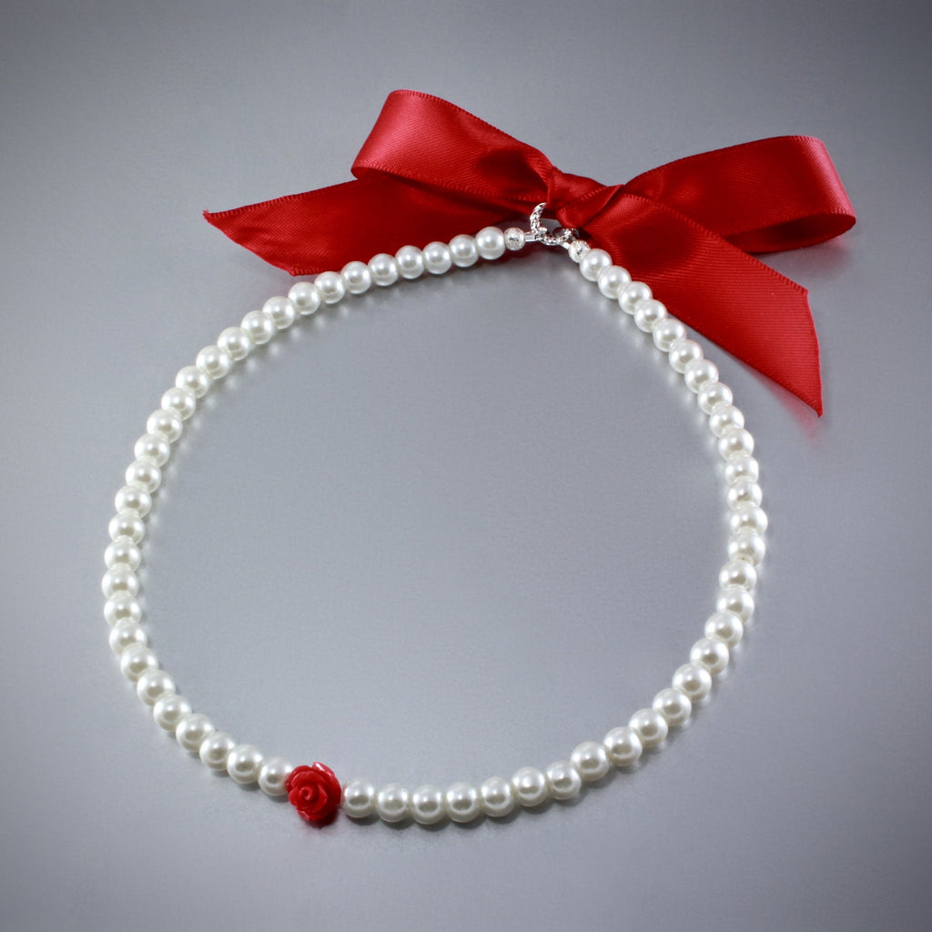 "Isabelle" - Pearl and Rose Flower Girl Necklace/Bracelet/Earrings