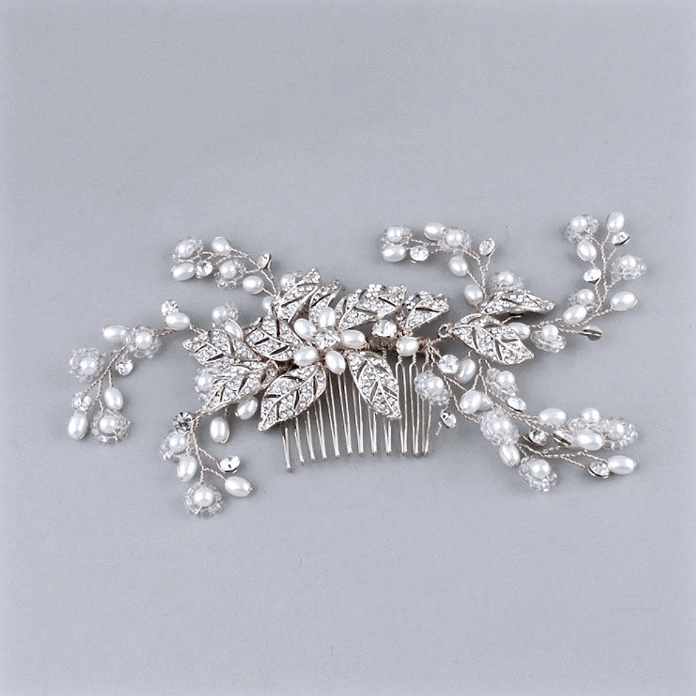 Wedding Hair Accessories - Pearl and Crystal Bridal Hair Comb - More Colors