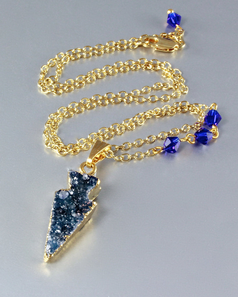 "Eros" - Drusy Agate Arrow Necklace