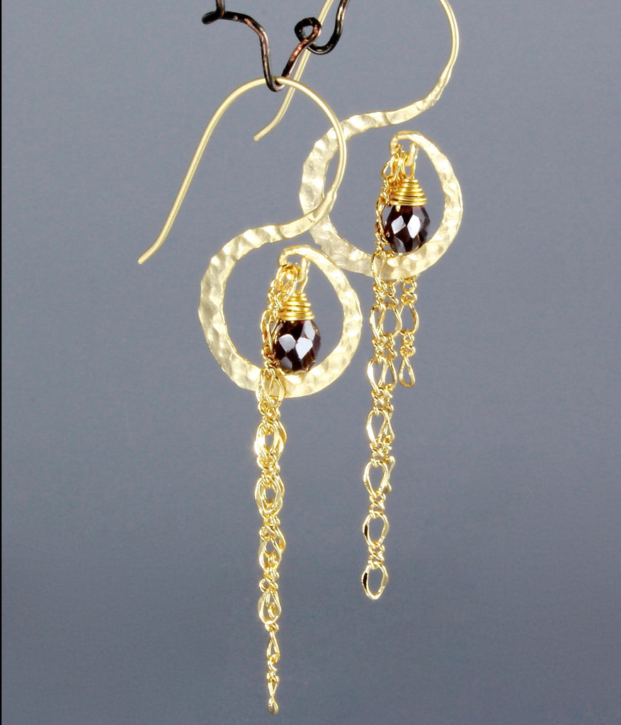 Wedding Jewelry - Garnet Bridal Earrings