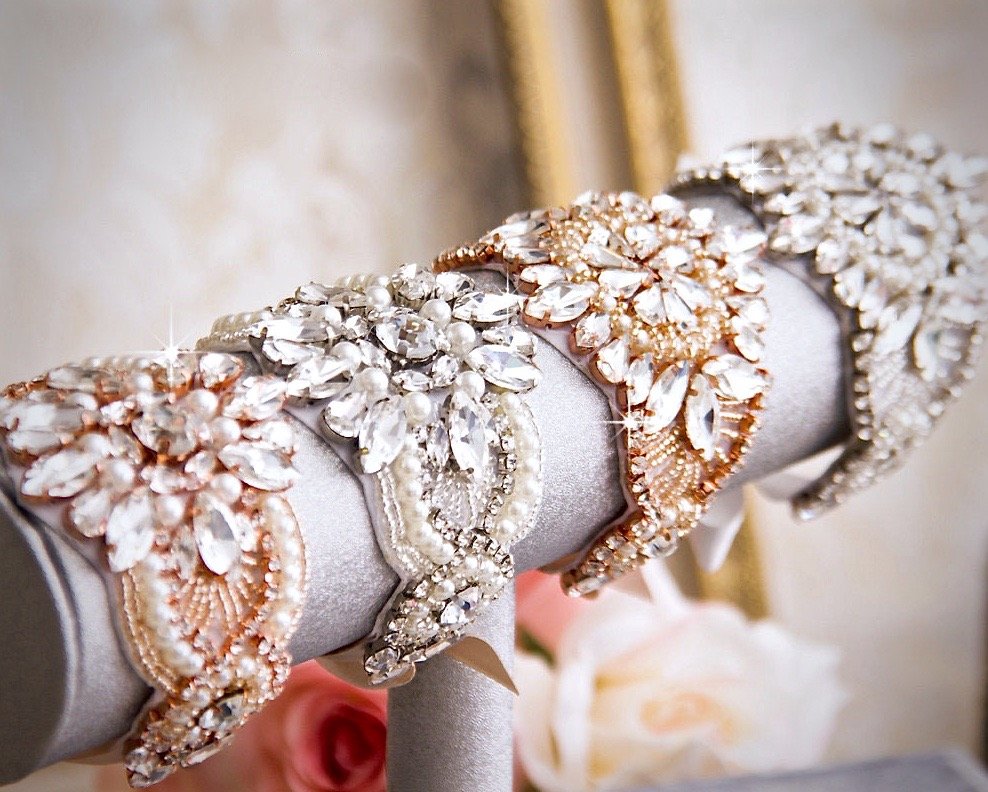 Wedding Jewelry - Pearl and Crystal Wedding Wrist Corsage Cuff Bracelet - Available in Silver and Rose Gold