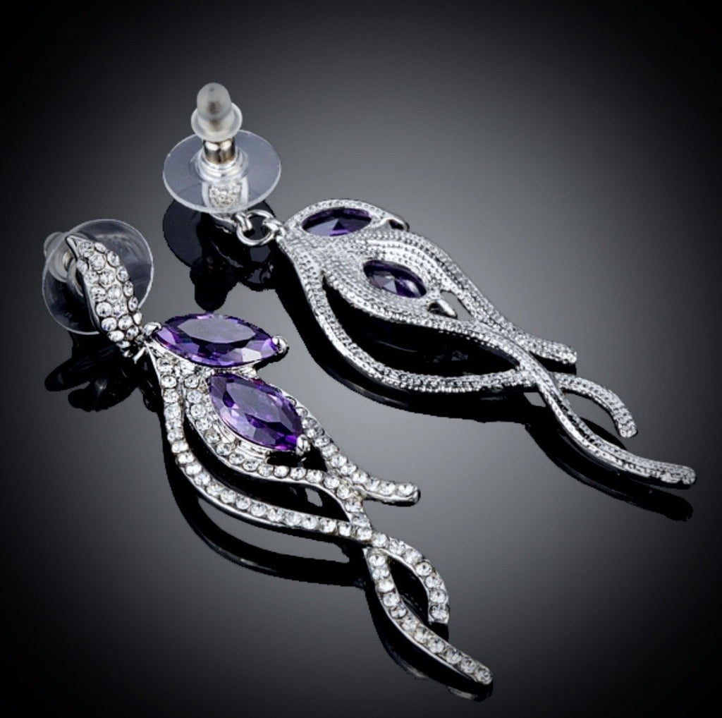 Wedding Jewelry - Purple Cubic Zirconia Earrings