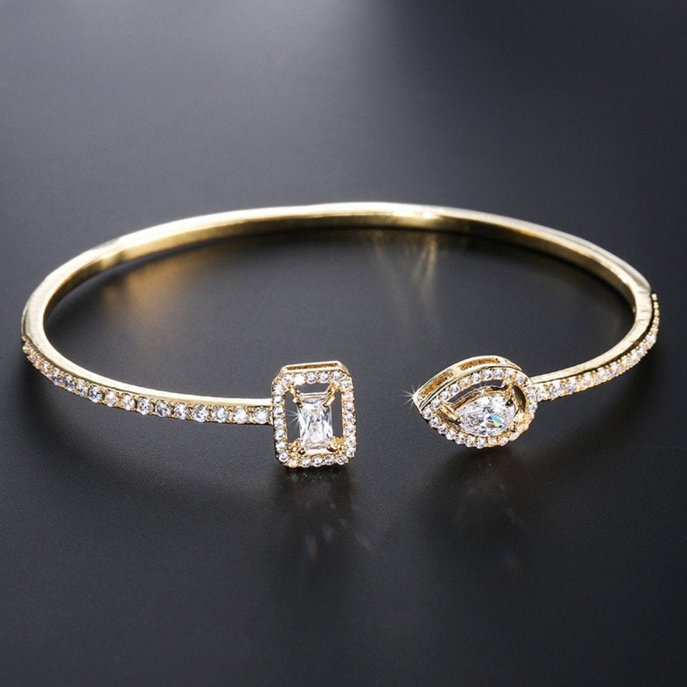 Wedding Jewelry - Cubic Zirconia Bridal Bracelet - Available in Silver, Rose Gold and Yellow Gold 
